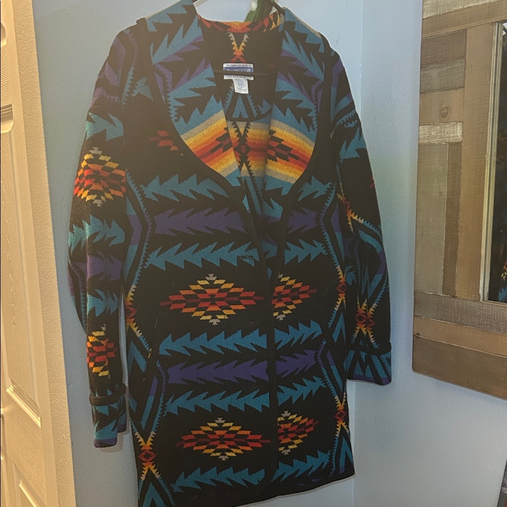 Pendleton Black Multicolor Geometric Cardigan